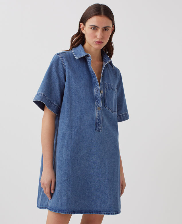 Robe chemise courte en denim J621 light blue