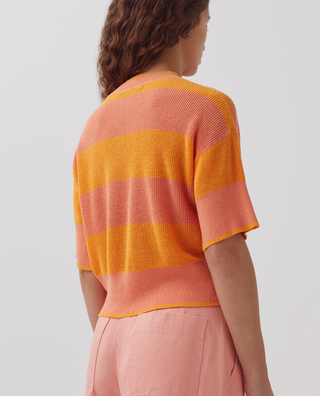 Pull cropped à manches courtes en lin H230 large sheen