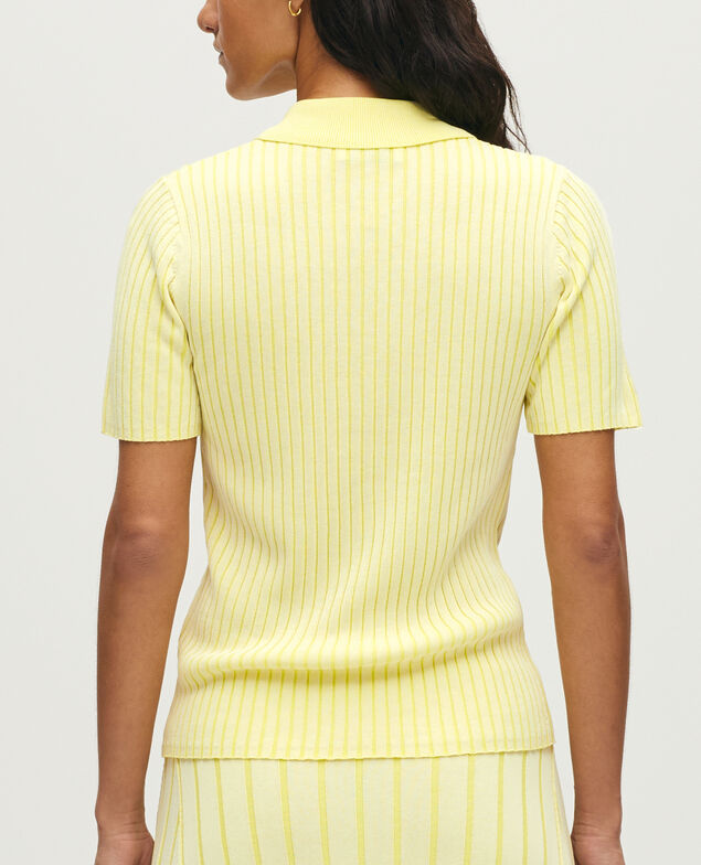 Polo  en maille c&ocirc;tel&eacute;e L433 white yellow