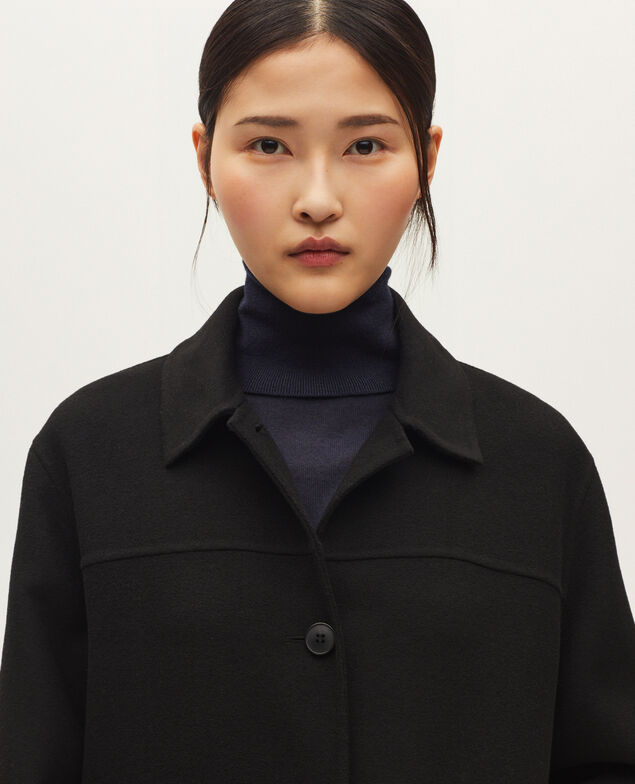 Manteau droit mi-long H091 black beauty