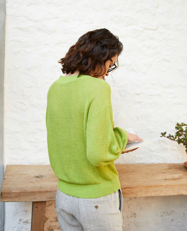 Pull en lin Lime green