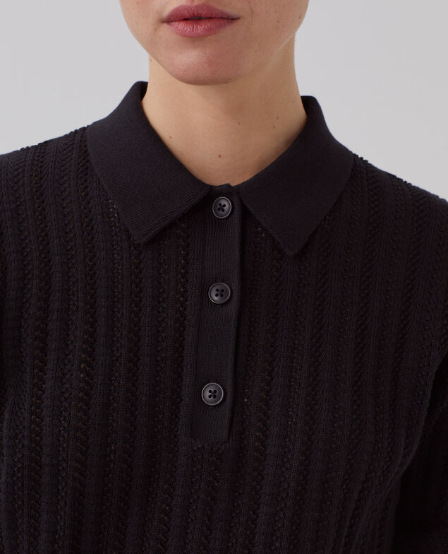 Pull col polo en coton U090 black