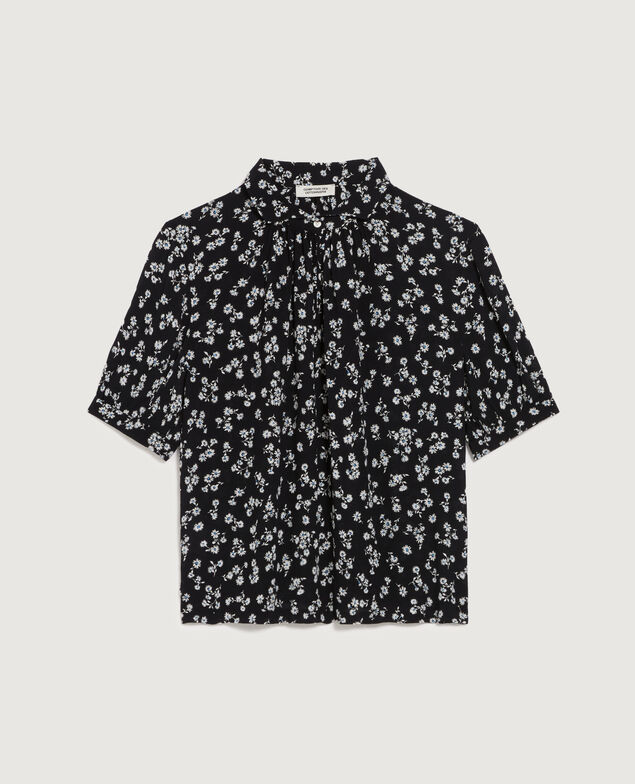 Blouse fluide manches courtes K094 daisy black