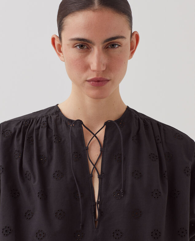 Blouse broderie anglaise en coton H091 black beauty