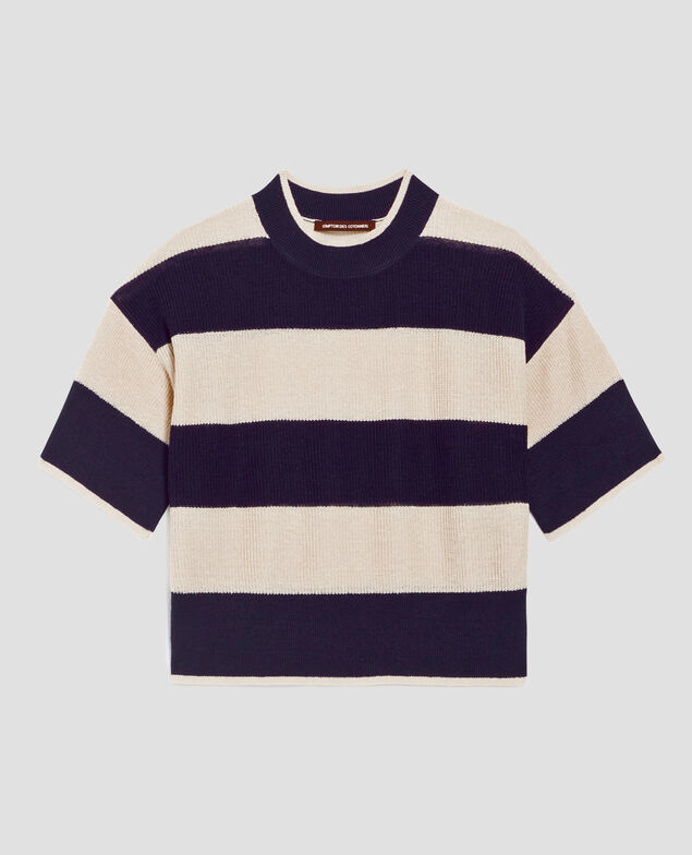 Pull cropped à manches courtes en lin H692 large baritone