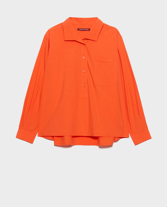 Chemise caftan ample en coton 0250 tiger lily orange