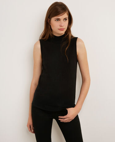 Pull sans manches avec col chemin&eacute;e Noir