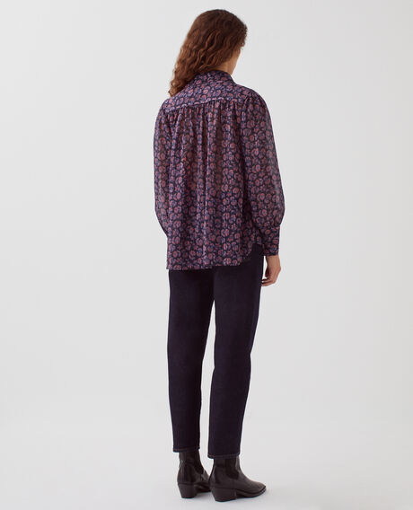 Chemise fluide &agrave; manches longues I691 indienne navy