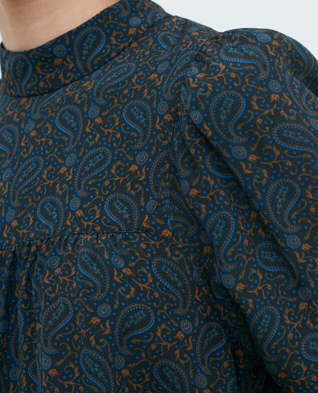 Haut froncé en soie 6008c paisley blue