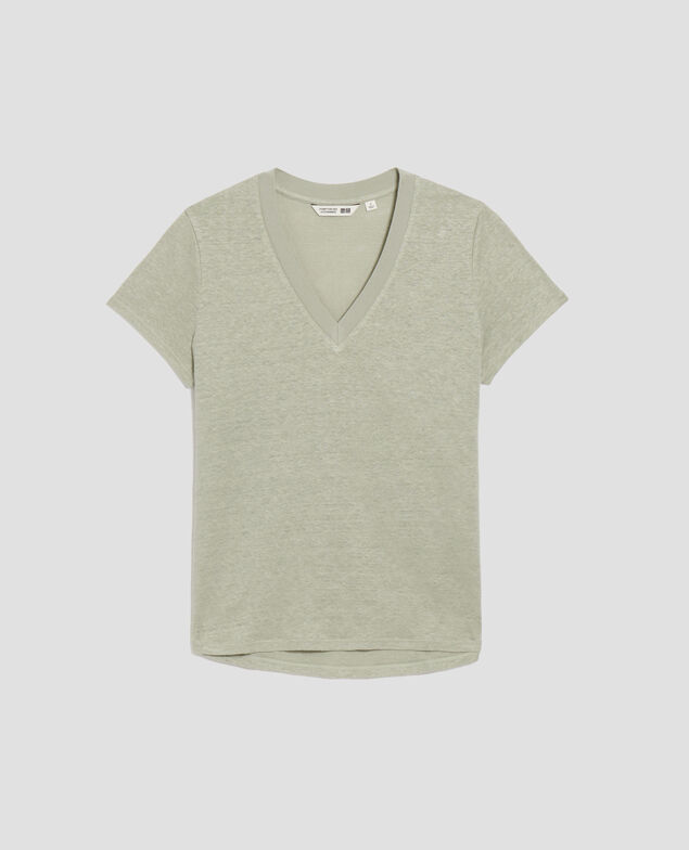 T-shirt col V en lin SARAH U520 green