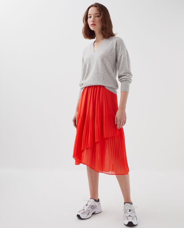 Jupe midi plissée fluide I250 cherry tomato