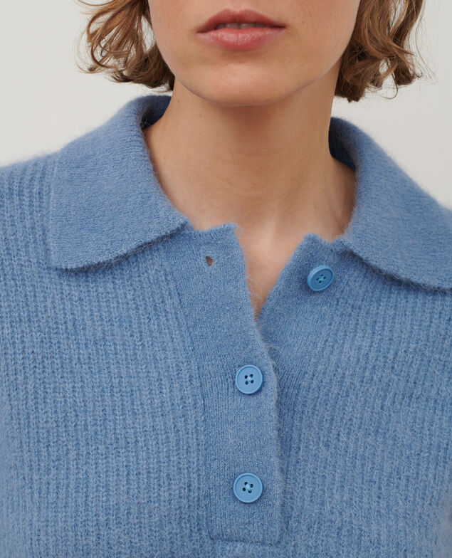 Pull col polo en alpaga mélangé A601 lt blue infinity