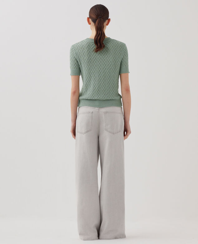 Pull à manches courtes en lin J510 jadeite green