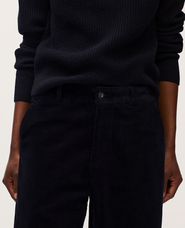 Pantalon barrel en velours côtelé U690 navy