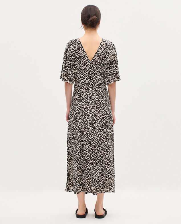 Robe longue fluide K010 leo ecru