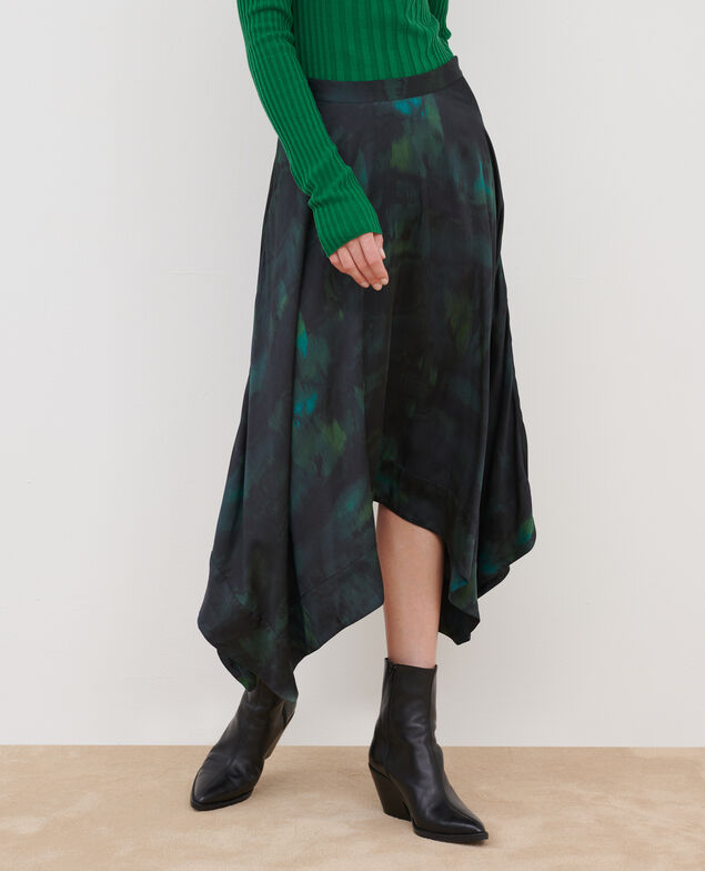 Jupe longue fluide A581 print bolero green