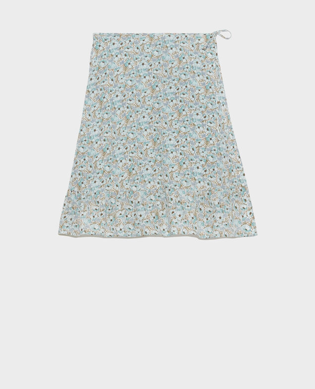 Jupe portefeuille courte en soie Art deco blue