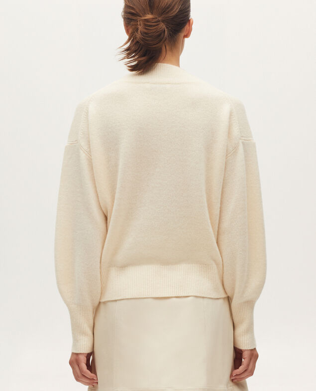 Pull col V en cachemire K300 ecru beige