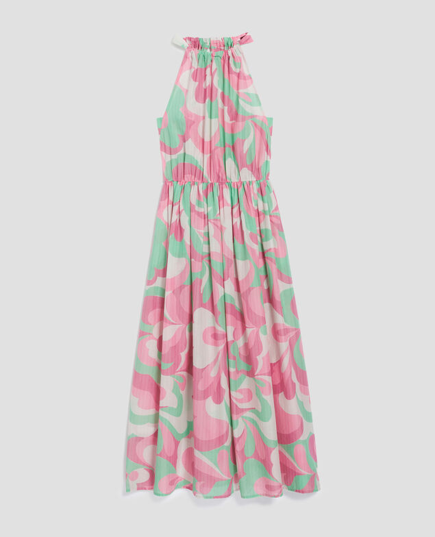Robe longue encolure américaine H720 anemone pink