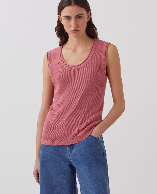 Débardeur long en lin J130 baroque rose