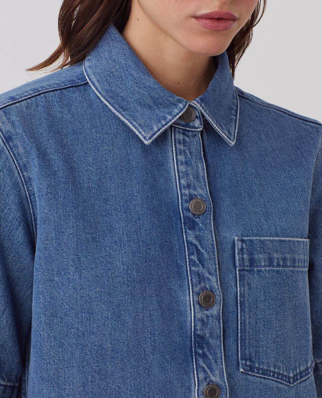 Robe chemise courte en denim J621 light blue