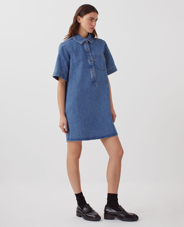 Robe chemise courte en denim J621 light blue