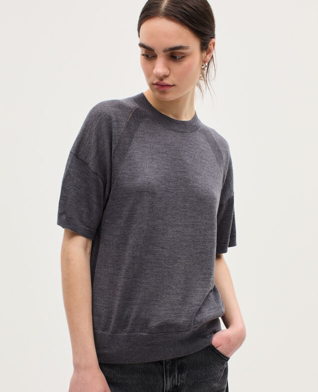 Pull en laine mérinos et soie K071 rabbit gray