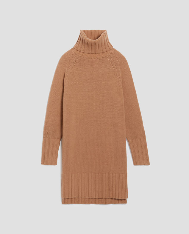 Robe pull col roulé en laine I321 camel