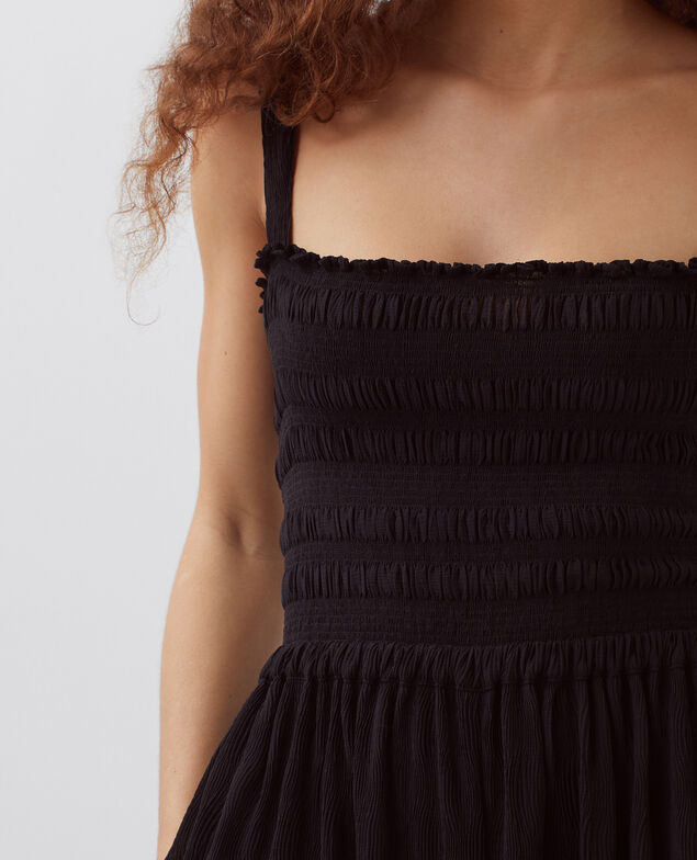 Combinaison longue fluide à smocks H091 black beauty