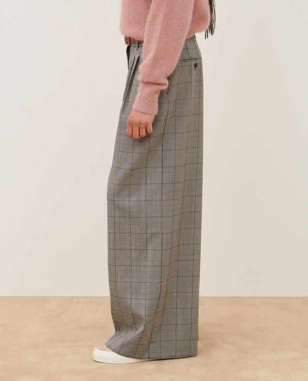 Pantalon ample en laine YVONNE A030 grey check