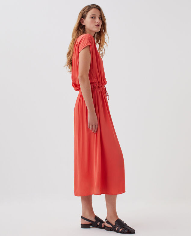 Robe longue fluide J240 paprika orange