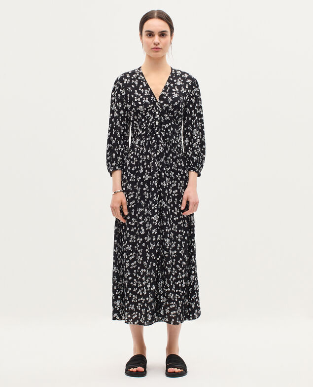 Robe longue fluide K094 daisy black