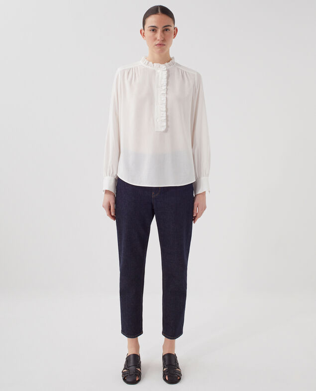 Blouse détails de volants H013 gardenia