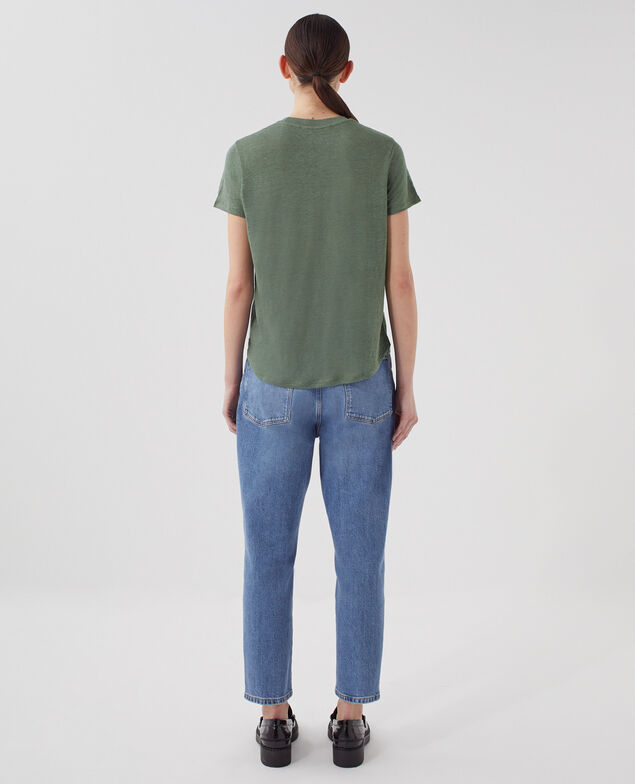 T-shirt col rond en lin AMANDINE U570 olive