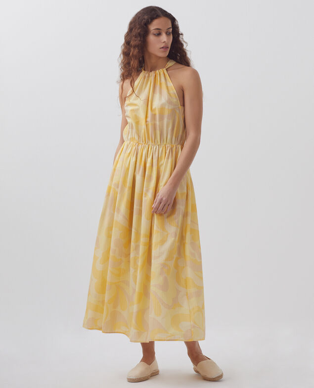 Robe longue encolure américaine H413 anemone yellow