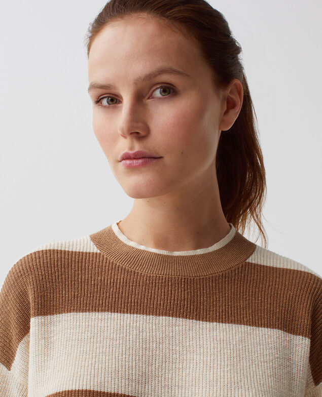 Pull cropped à manches courtes en lin H324 large gratinato