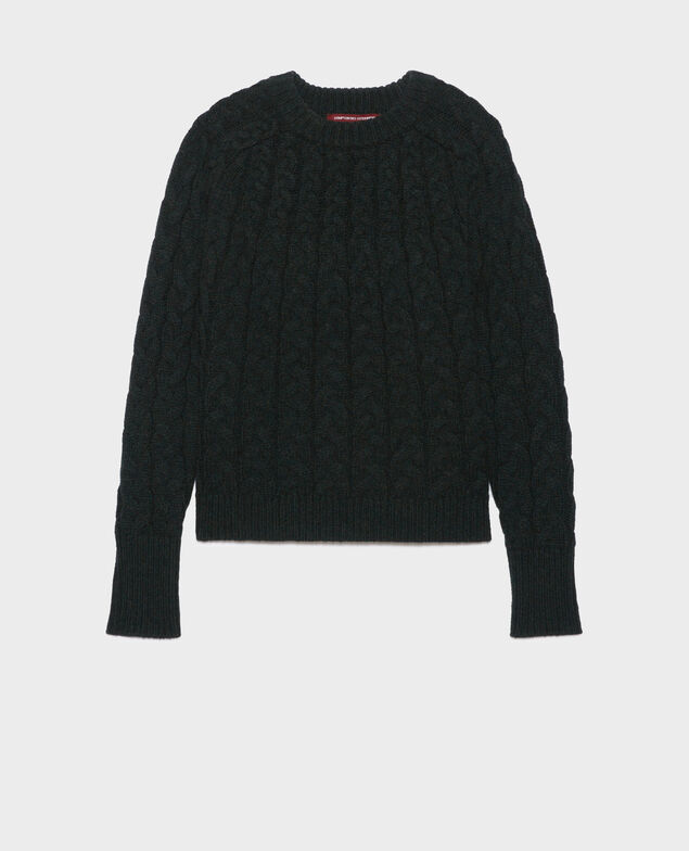 Pull col rond en laine mérinos A591 dark green pine