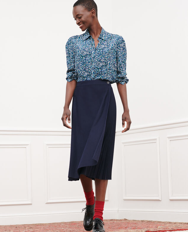 Jupe plissée en flanelle 7012c 69 navy