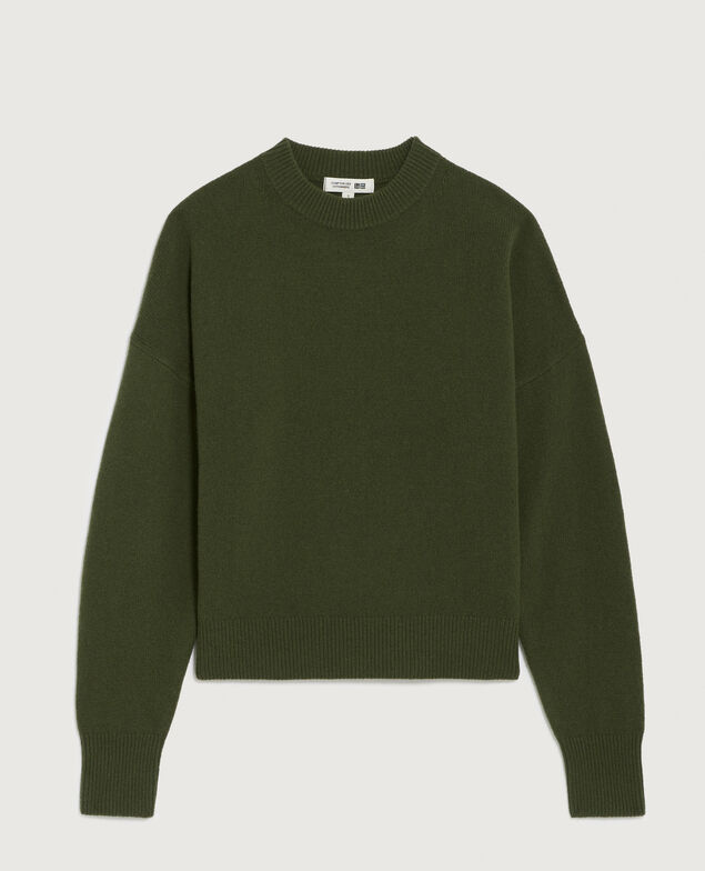 Pull col rond en laine U570 olive