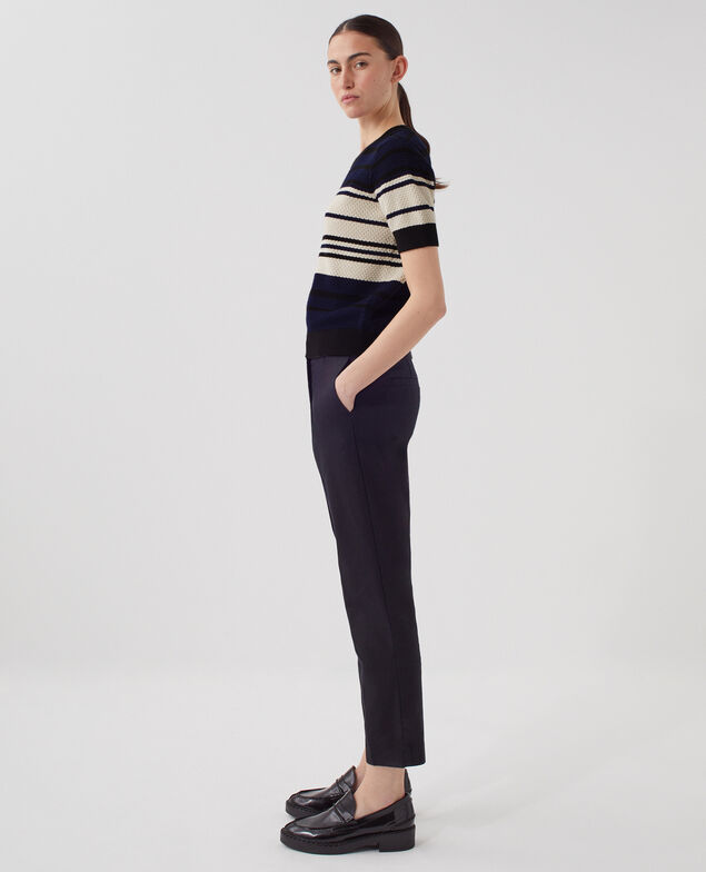 Pull à manches courtes en coton J695 st ecru navy