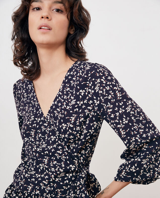 Blouse cache-cœur imprimée Canopee marine