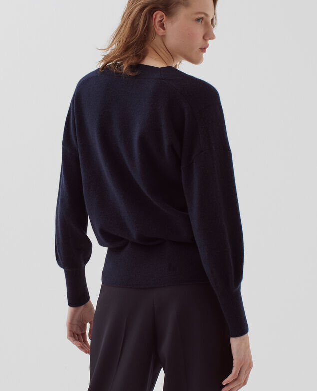 Pull col V en cachemire H695 night sky