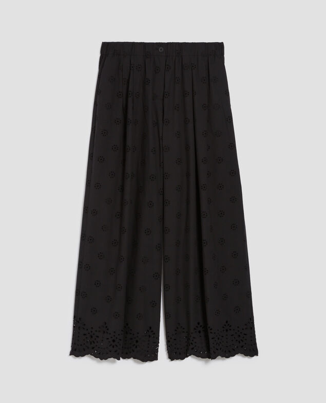 Pantalon ample broderie anglaise en coton H091 black beauty