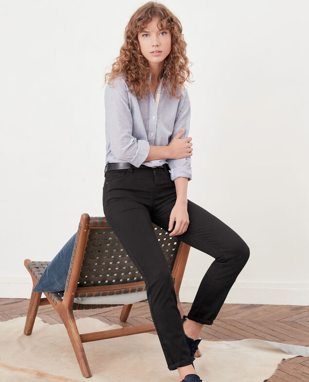 Jeans cigarette toucher peau de pêche Noir
