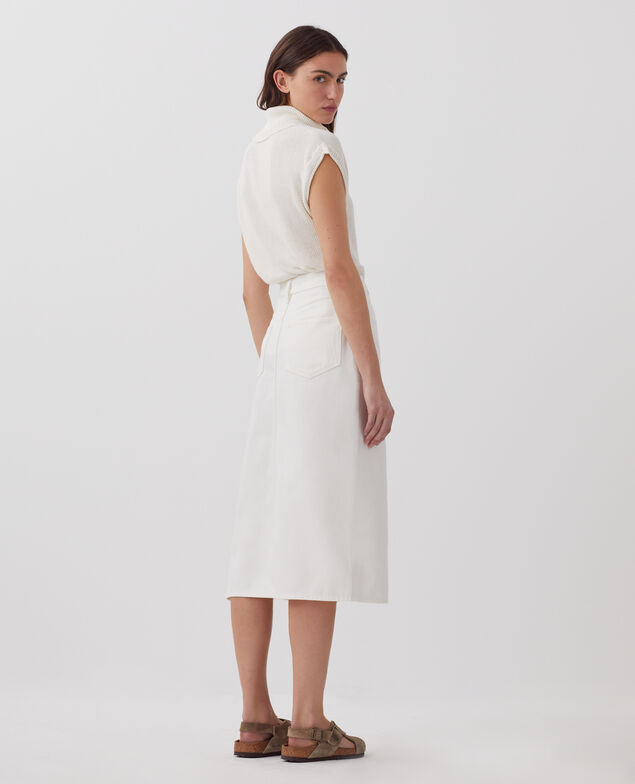 Jupe midi en denim H003 white