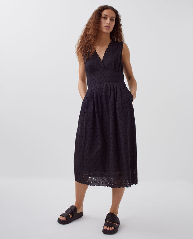 Robe longue broderie anglaise H091 black beauty