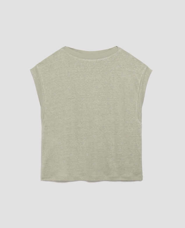 T-shirt boxy en lin KARO U520 green
