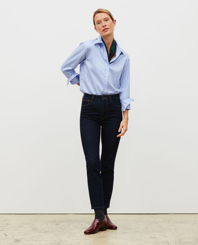 SLIM HIGH RISE - Jean cropped 5 poches Denim rinse