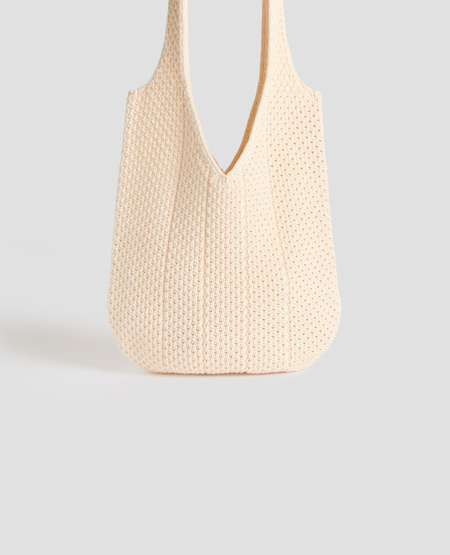 Sac bandoulière en coton crochet J300 natural