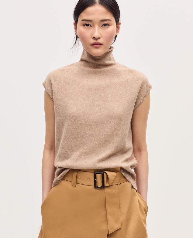 Pull sans manches en cachemire  K321 tan st pumpkin